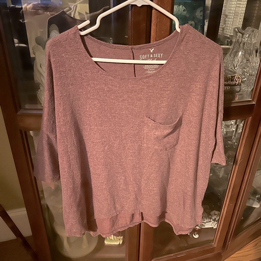 American Eagle, soft & sexy plush light purple short sleeve plush small shirt